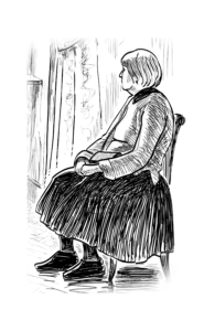 rysunek babci przy oknie